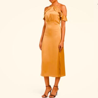 mother of the bride olive green dresses Sheath V-Neck Maxi Elastic Satin Mother of the Bride Dresses Cold Shoulder  Formal Gown COCOMELODY CM0325CR main image 0