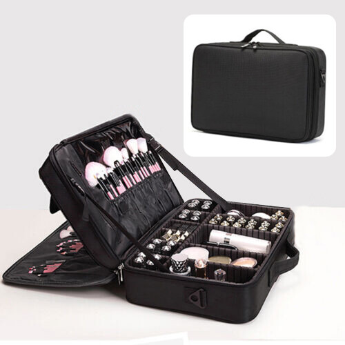 Large Makeup Bag Professional Portable Cosmetic Case Storage Handle Travel Kit - Picture 1 of 12