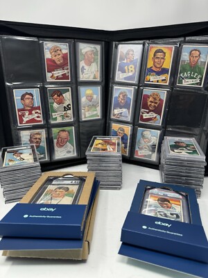 graded football cards ebay 1952 Bowman Large Football Complete Set with 50 Graded Cards