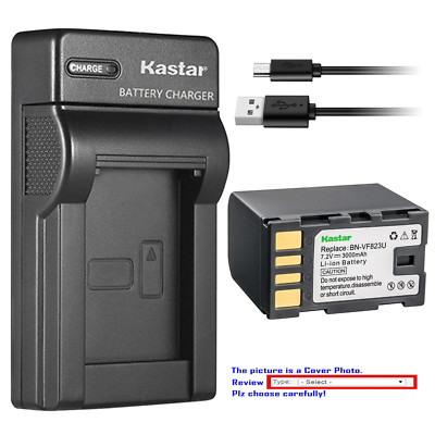 Kastar Battery Slim Charger for JVC BN-VF823 & GZ-MG330R GZ-MG330RUS GZ-MG330S
