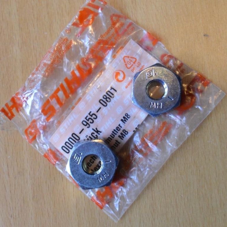 Two Genuine Stihl OEM Guide Bar M8 Nuts MS200T MS201T MS460 MS500i 0000 955 0801