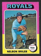 1975 TOPPS LARGE #495  Nelson Briles  KANSAS CITY ROYALS  EX-MINT+   C