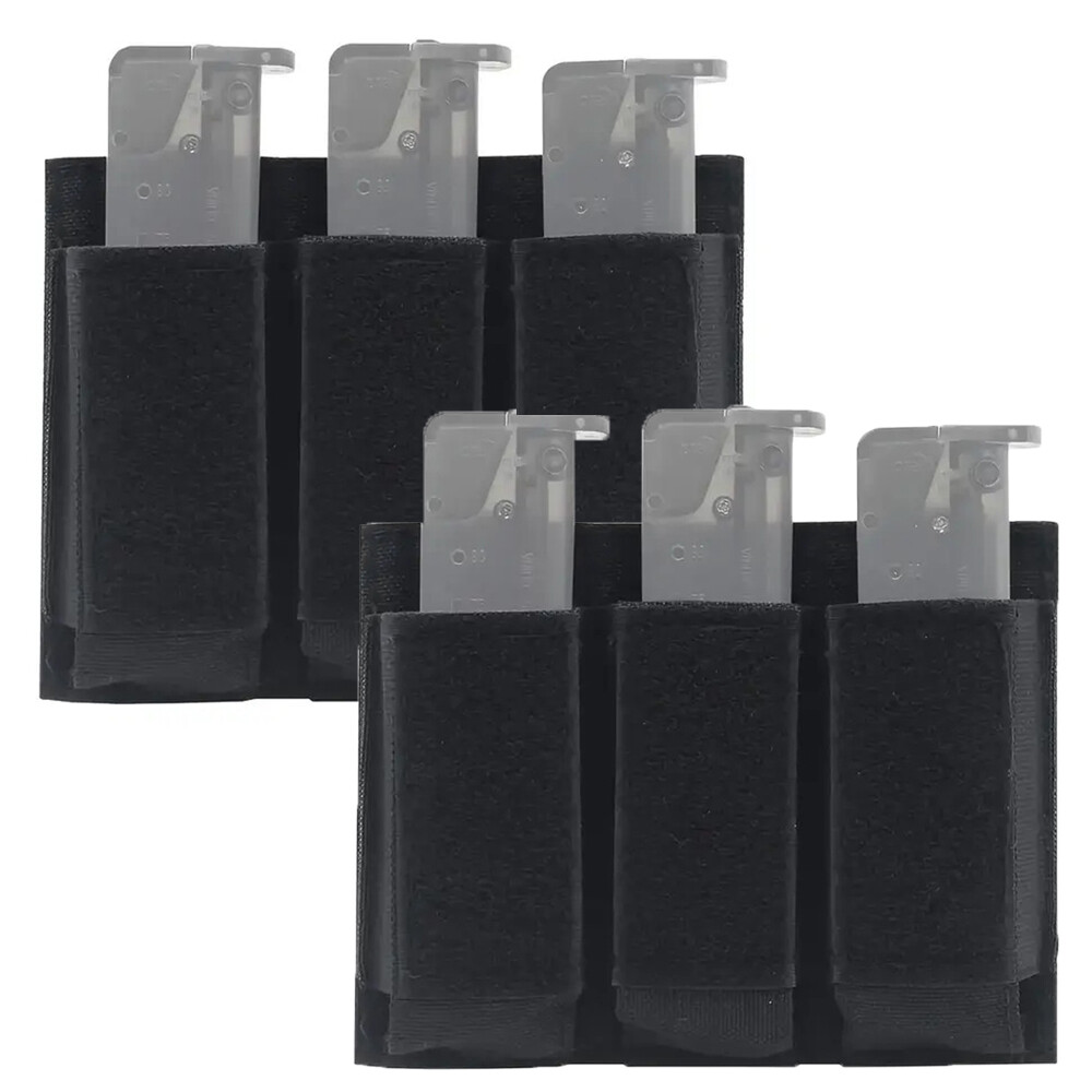 2pcs Tactical Molle 9mm .45 Pistol Magazine Pouch Triple Mag Holder Ammo Holster-image