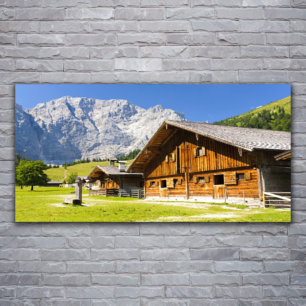 Tableau paysage montagnes 120x60 cm en verre acrylique anti-reflets