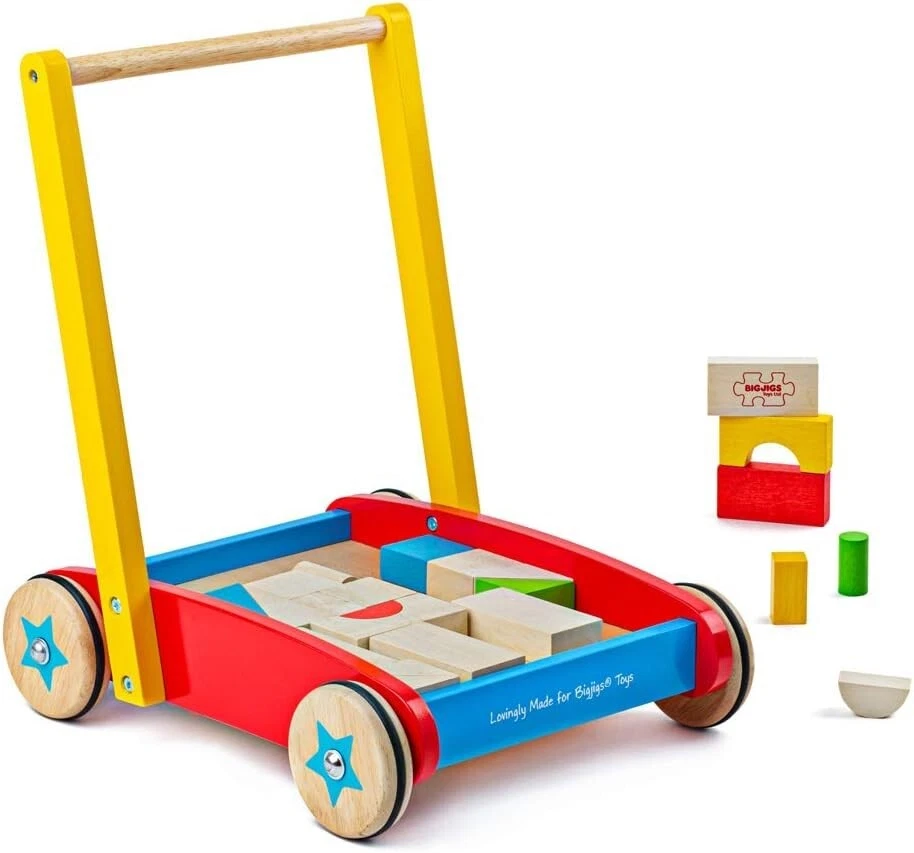 Bigjigs Toys Wooden Baby Walker with Stacking Blocks Walking Mobility Kids Child
Opens in a new wind