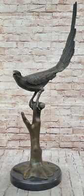 Bronze Skulptur Fasan Jagdhahn Auerhahn Wildlife Lodge Deko Vogel Statue LRG