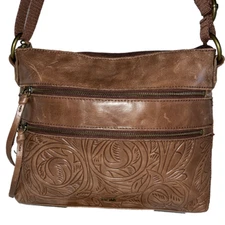 The Sak Reseda Pyrite Leaf Women's Crossbody Bag - Purse Brown Tobacco💯 Leather