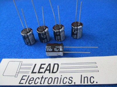 QTY 5 10UF 350-VOLT RADIAL 105-DEG TEMP NICHICON UVY2V100MPD 10MM X 12.5MM