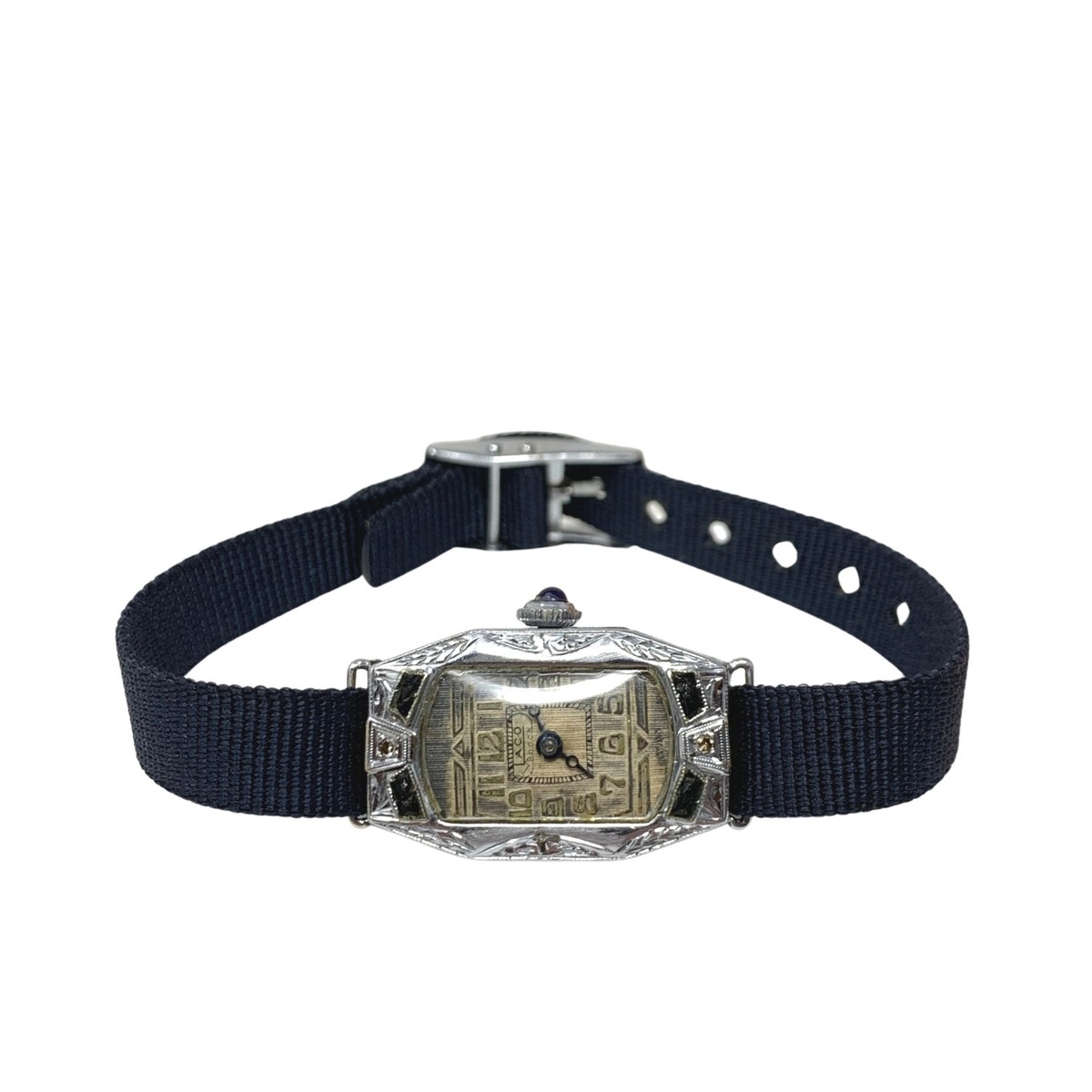 ACO Antique 14K Gold Black Onyx Diamond Ladies Watch - Main Image