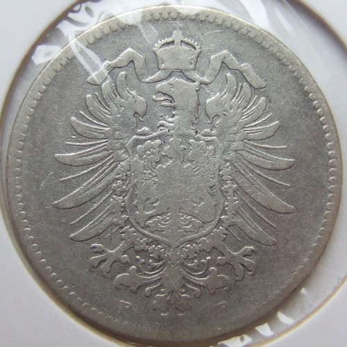 Coin Deutsches Reich Kaiserreich Silver 1 Mark 1873 F In Fine - Picture 2 of 2