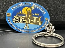 VRHTF NHRA "SUPER COOL VTG PHILADELPHIA MODIFIERS KEY CHAIN APPROX 2.5" X 1.5"