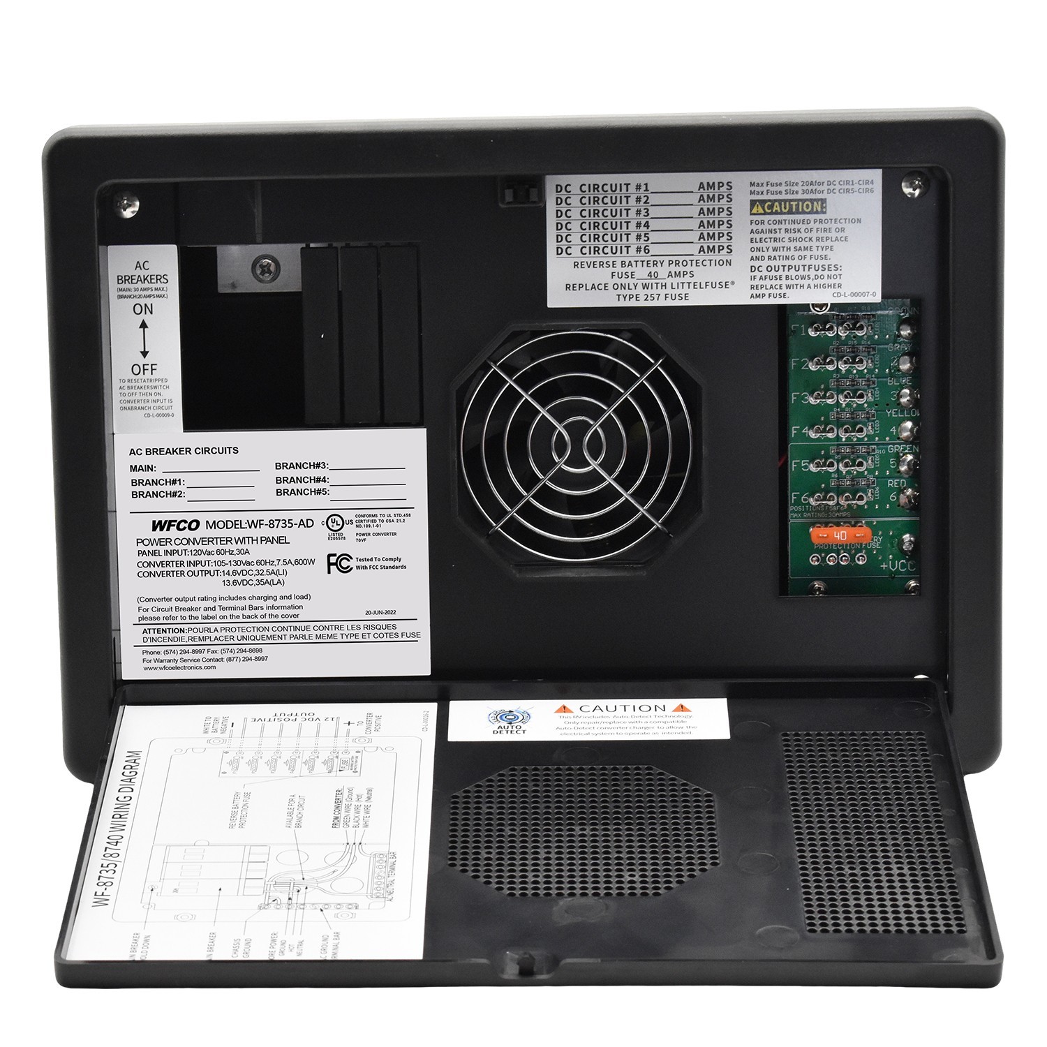 WFCO WF-8735-AD WF-8700-AD Series Power Center - 35 Amp 105-130 VAC 60 Hz 600W