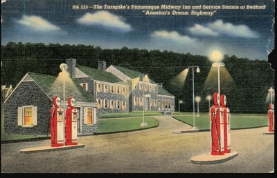 Bedford, Pennsylvania PA The Turnpike's Picturesque Midway Inn Service Station
