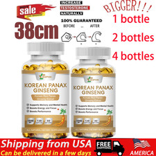 Organic Extra Strength Red Korean Panax Ginseng Capsules,1600mg Energy Focus