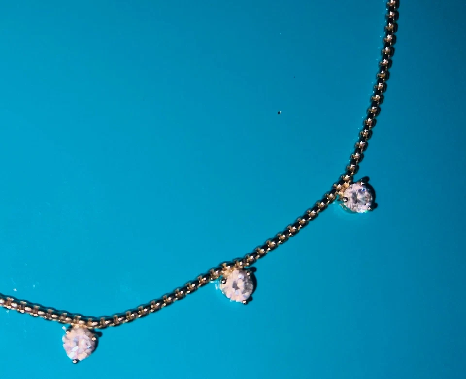 melinda maria “i am worthy” gold box chain necklace with 5 simulated diamonds - Image 2 of 4