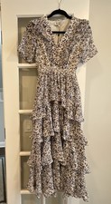 Hale Bob Elsie chiffon tiered flutter short sleeve floral print maxi dress NWT