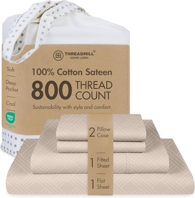 800 Thread Count King Sheets Jacquard Celine Beige Deep Pocket