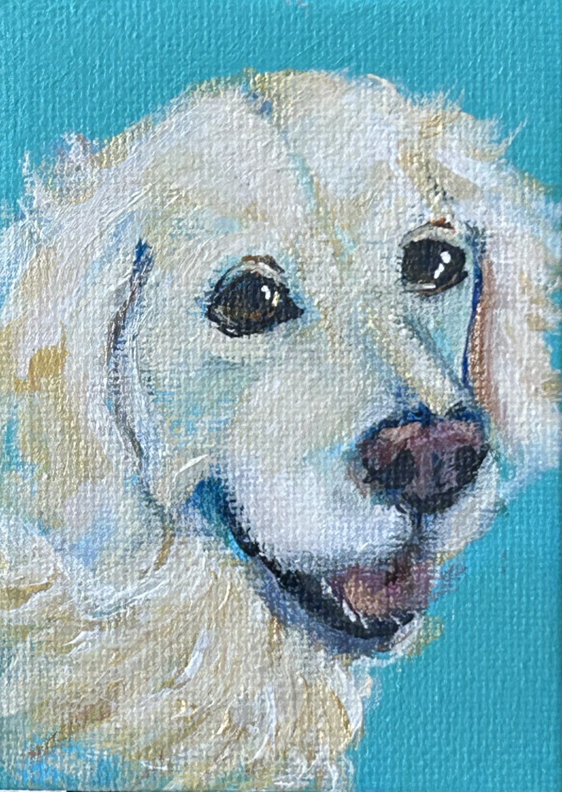 ACEO Choice PRINT Painting of Dogs by Gale in Acrylic from Original Art 2.5x3.5
