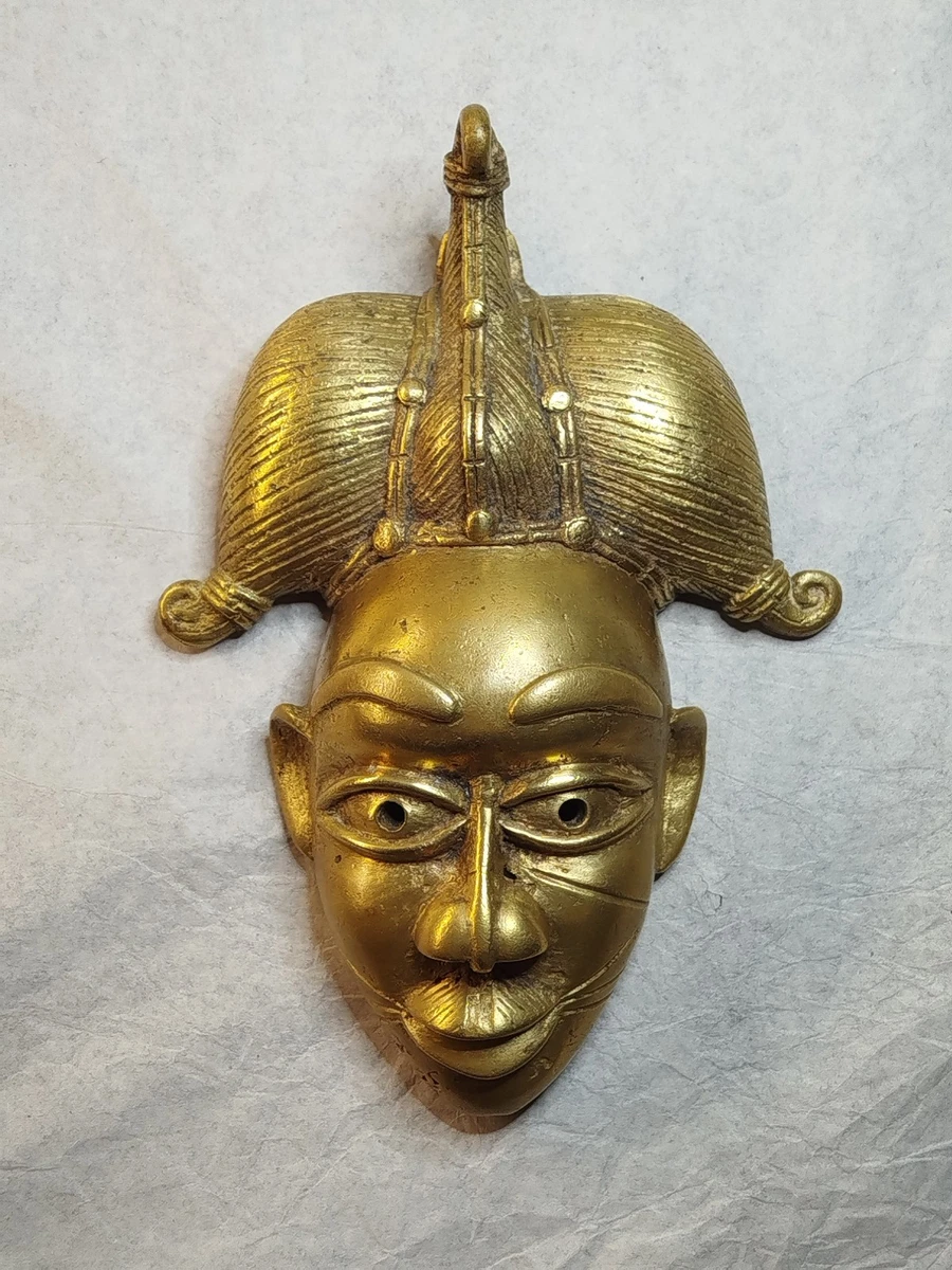 Lot De 2 Masques Décoratifs En Bronze - État Correct