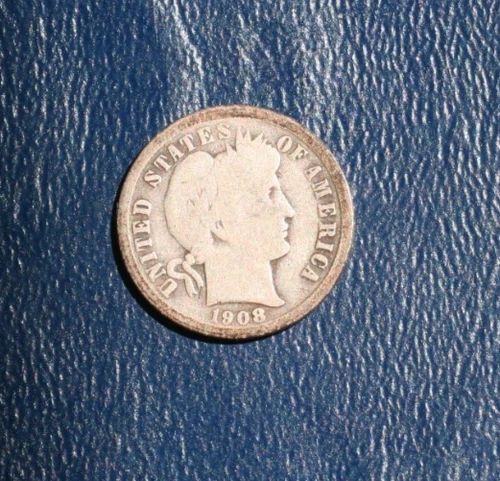 1908 O BARBER SILVER DIME  *GOOD to VERY GOOD DETAILS*