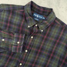 Ralph Lauren Blake Plaid Button Down Shirt Men's Green Blue Red Cotton Size XL