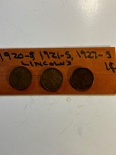  S    LINCOLNS, 1920-S,  1921-S  & 1927-S  LINCOLN WHEAT PENNIES,   G/VG