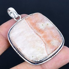 Calcite Agate Handmade 925 Sterling Silver Jewelry Pendant 2.08"