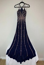 ELLIE WILDE MON CHERI EVENING GOWN PROM DRESS FORMAL SIZE 2 BLUE