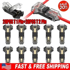 40PCS T-Tap Type 1 Pin 2 Pin Wire Connectors 22-18 AWG Quick Splice Low Voltage