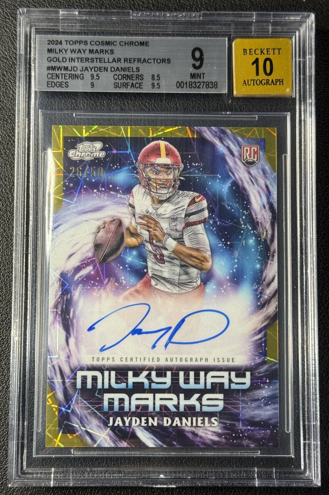 Jayden Daniels Topps Cosmic Chrome Milky Way Marks #JD Gold Interstellar