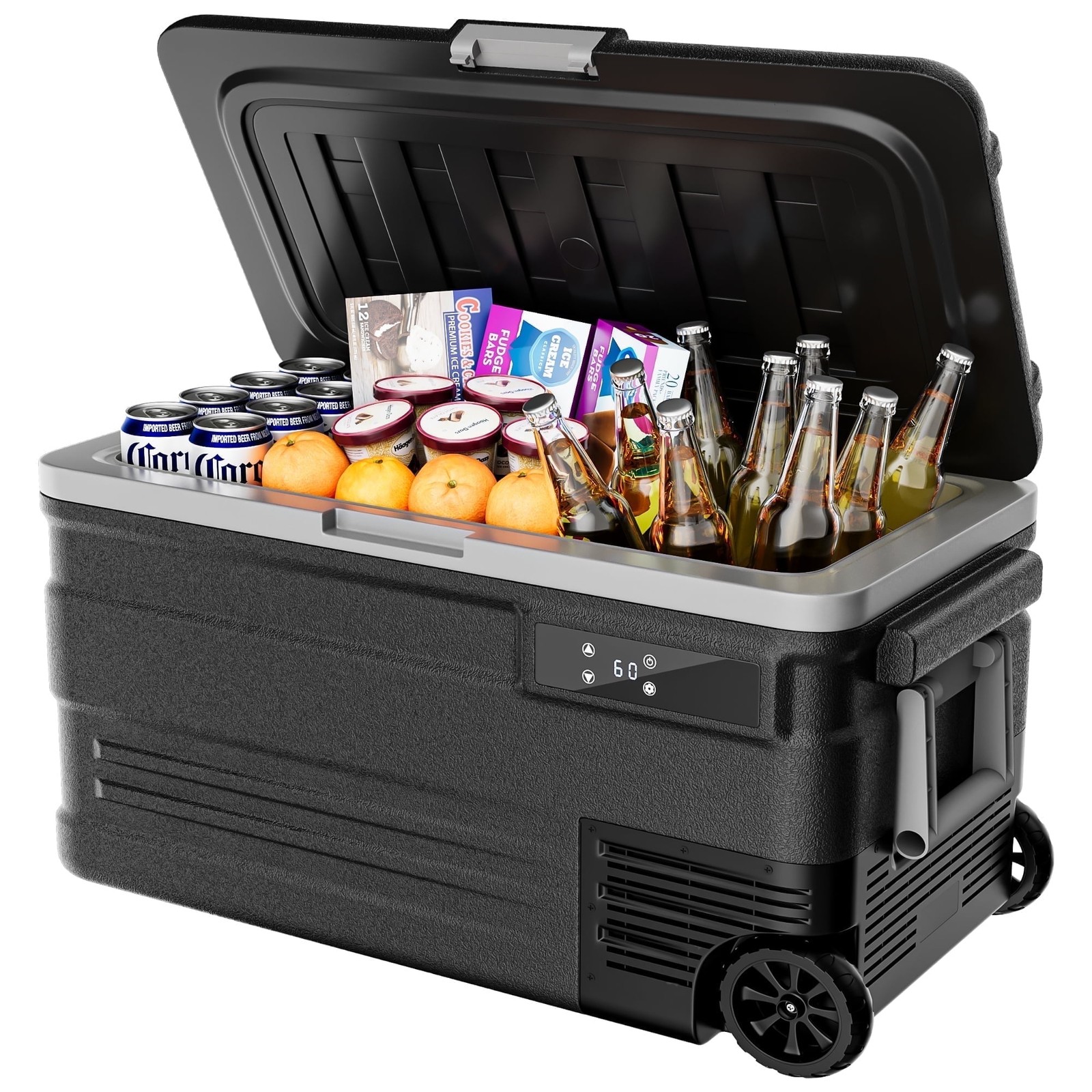 Car Refrigerator 80QT(75L) Portable Car Fridge with Wheels, 