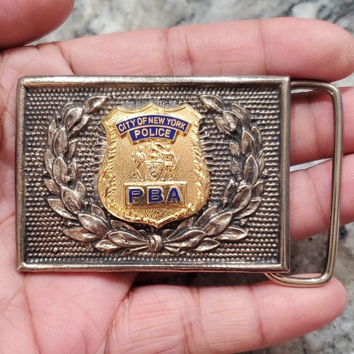Customized NYPD City of New York Police PBA Belt Buckle Wreath Design