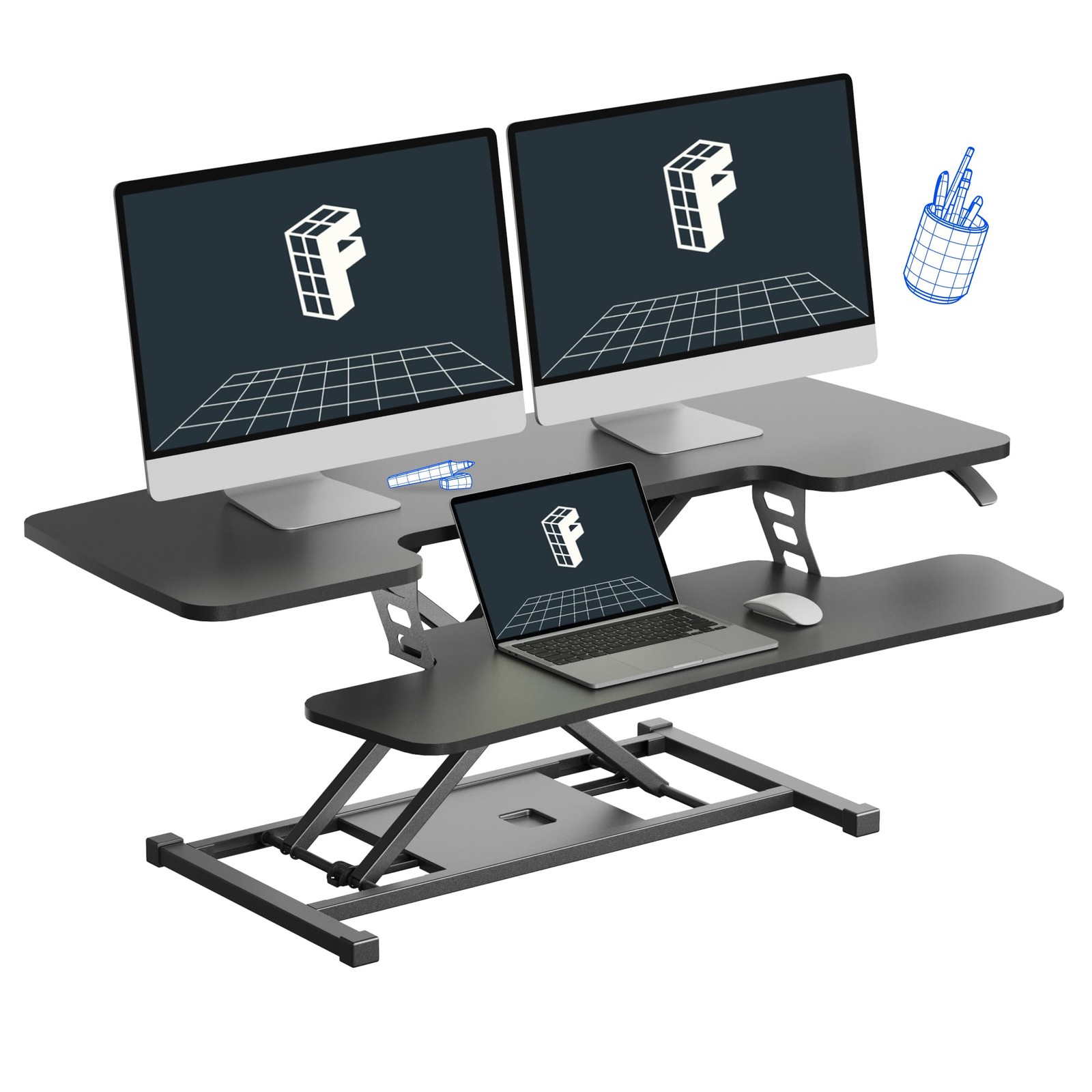 FLEXISPOT Standing Desk Converter 42-inch Spacious Sit to Stand up Dual Monit...