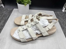 Vionic Amber Pearl Sandals Womens Sz 10 Ivory Strappy Comfort Sandals Flat