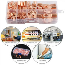 60pcs AWG Gauge Copper Lugs w/ BLACK RED Heat Shrink End Ring Terminals Wire