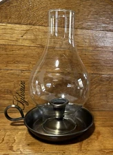 Princess House Heritage 9” Brass Candlestick Holder With Clear Shade