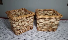 Wicker Baskets - Set of 2 Small Decorative Natural Woven