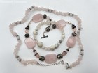 3 Pc Pink Tone Stone Beaded Bracelet & Necklaces Jewelry Set - 105.3g — photo 1