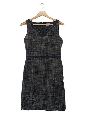 ANN TAYLOR Damen Businesskleid Gr. 34/XS Schwarz Wolle Meliert Elegant