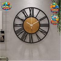 Runde Wanduhr Schwarz 40 Cm Vintage-Stil GeräUschlos RöMische Ziffern FüR