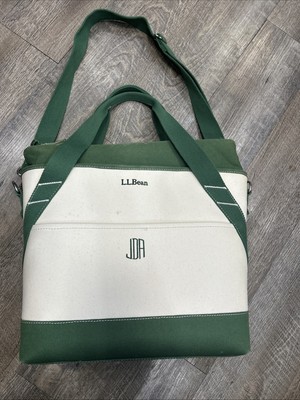 Bean Green Ivory Waxed Canvas INSULATED Zipper Tote Bag Outdoors  #301130