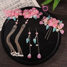 1Set Exquisitely Chinese Hanfu Hair Clips Earrings Tassels Hairpin Accessories