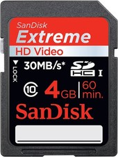 SanDisk 4 GB Extreme 20 MB/s Class 10 HD Video SDHC Memory Card SDSDX-004G-X46