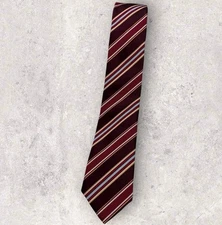 NEW ALTEA Silk Tie ITALY Burgundy Blue Striped W:2.2"