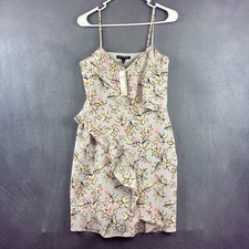 New Banana Republic Petite 2P Dress Y2K Ruffle Abstract Floral Spaghetti Strap