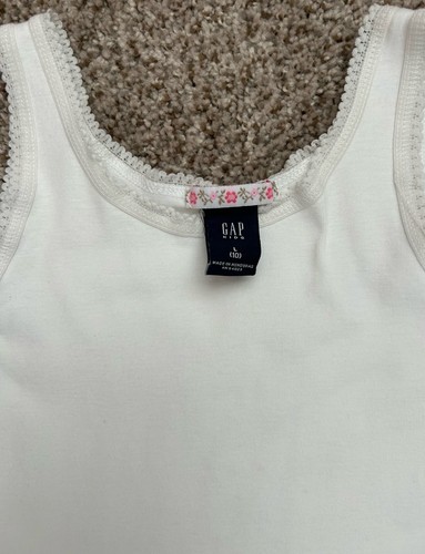 girls Gap SUM 2004 Y2K white tank top size L-10 lace trim - Picture 2 of 6