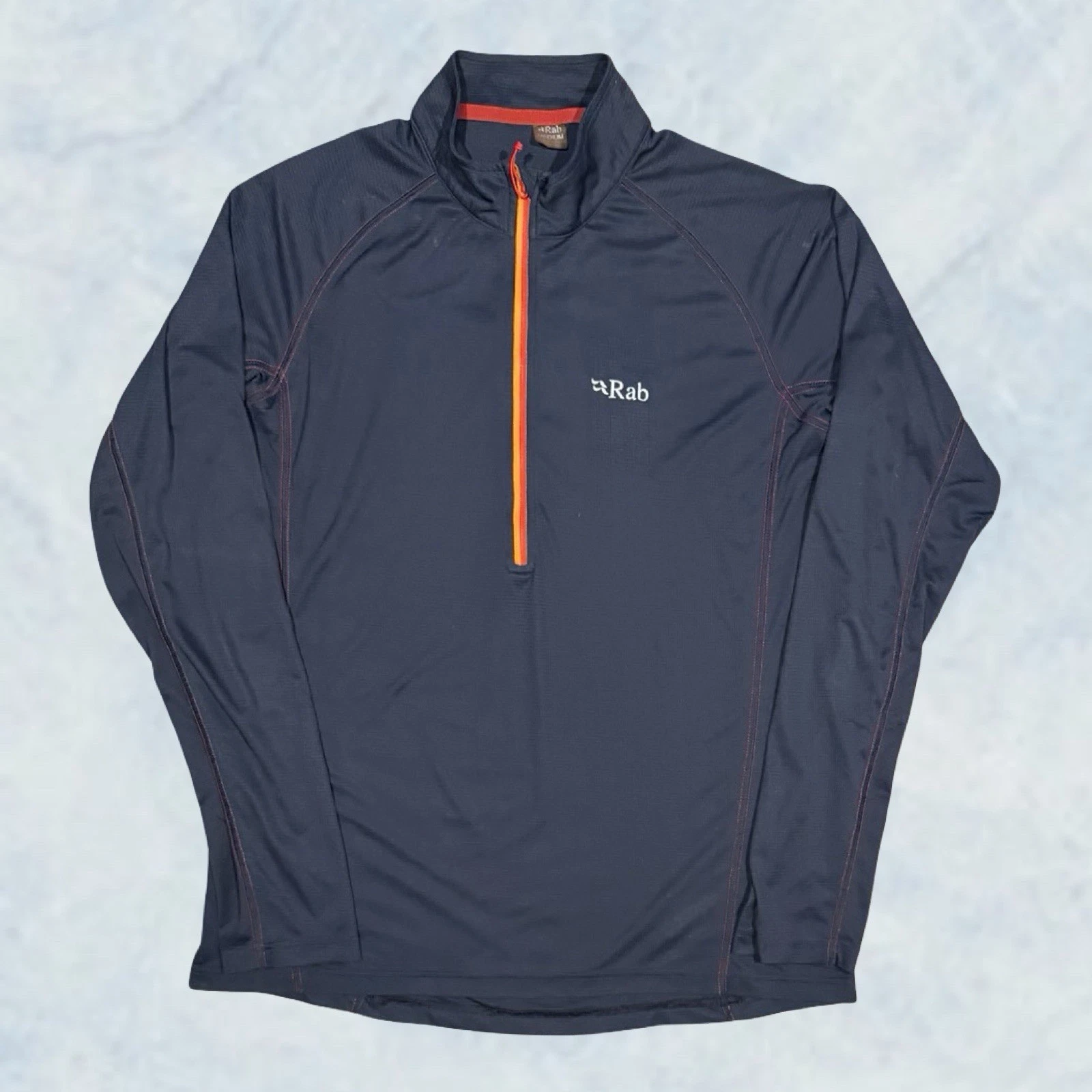 Mens Navy/Grey Rab Interval 1/4 Zip Technical Base Layer Top Gym (Size M) U100