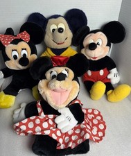Disney Lot Of 4 Vintage Mickey Mouse Minnie Mouse Plush Dolls Hand Puppet 1977