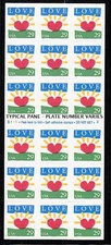 1994 booklet pane of 18 LOVE issue Sc 2813a MINT plate number B222-6
