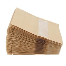 50 St&uuml;ck Kraftpapiert&uuml;ten mit Sichtfenster und Rei&szlig;verschluss f&uuml;r Tee